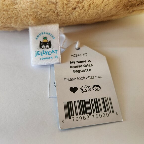 Jellycat Amuseables Baguette 13" Plush A2BAGET Authentic Jellycat London New - Picture 3 of 7